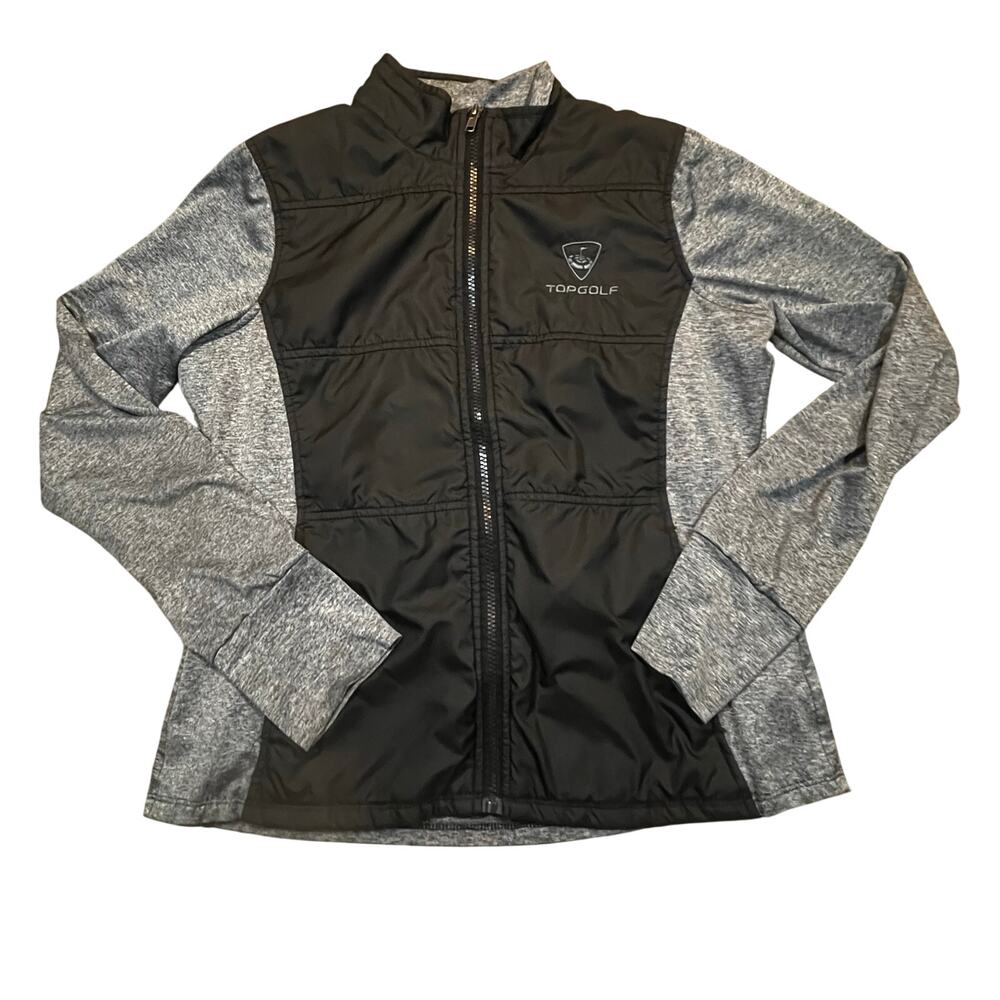 Topgolf Employee Hybrid Jacket Black Gray Full Zip‎ Athletic Golf Layer Women M